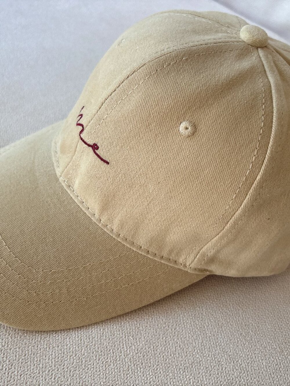 Cream Embroidered Baseball Cap - Picture 8 of 9
